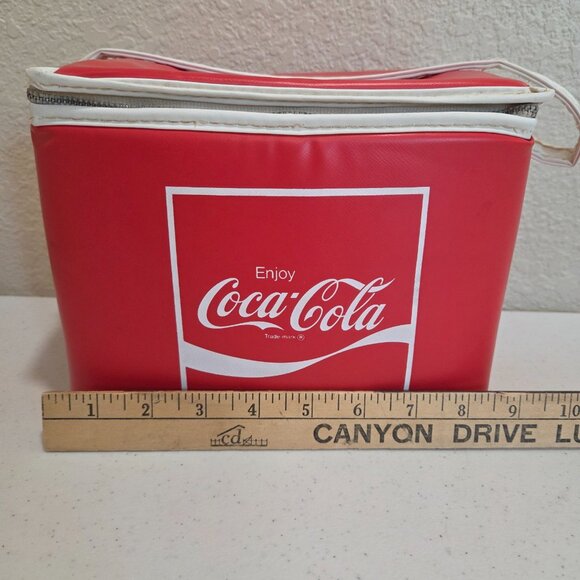Coca Cola Vintage Lunch Bag Zippered Red Cooler Vinyl - Picture 14 of 14